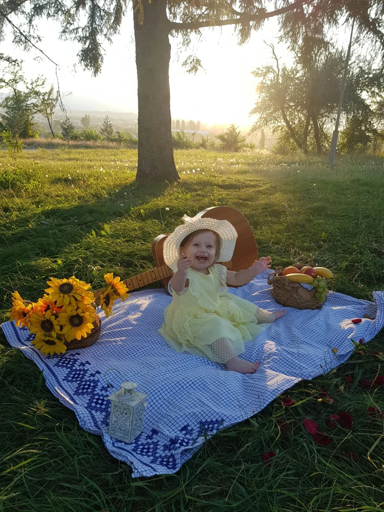 picnic blanket tummy time outside