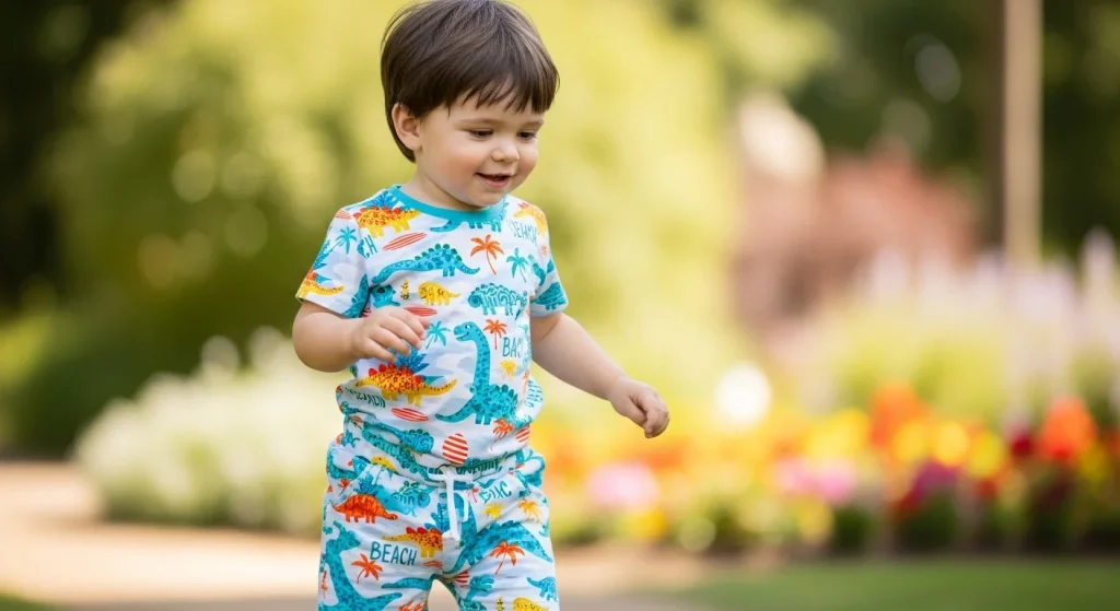 Cool & Comfy: Toddler Boy Summer Outfits You’ll Love 9 A printed tee + matching shorts