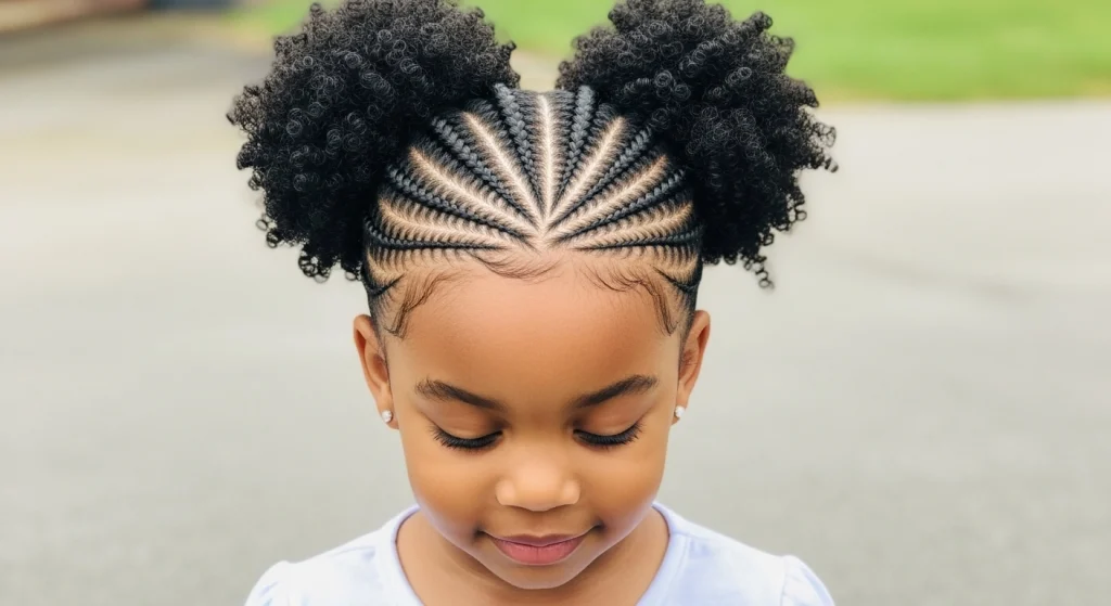 20+ Cute & Creative Kids Cornrow Hairstyles Moms Can’t Stop Pinning 14 Cornrows into Two Puffs
