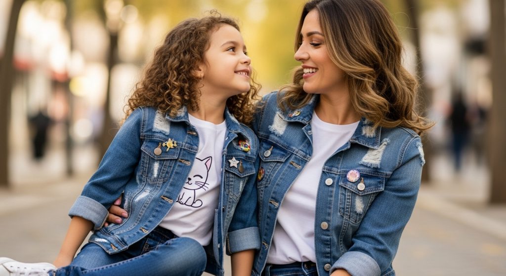 12 Cutest Mom & Daughter Matching Outfit Ideas That'll Melt Hearts Everywhere 4 Denim Jackets + White Tees = Casual Cool