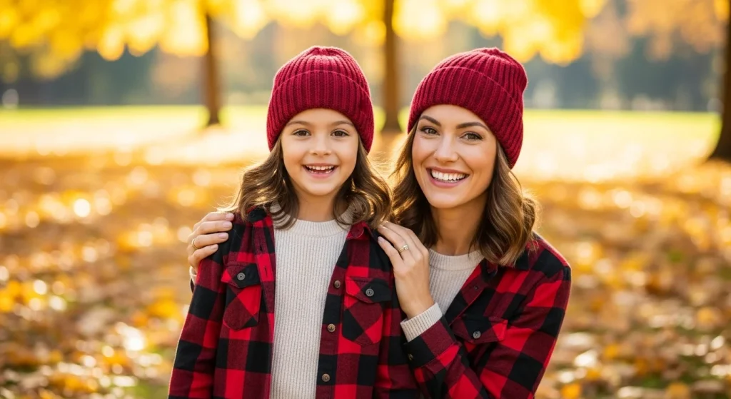 12 Cutest Mom & Daughter Matching Outfit Ideas That'll Melt Hearts Everywhere 11 Fall Flannel and Beanies