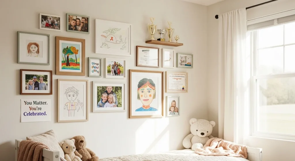 20+ Magical Rooms That Make Kids Feel Safe & Seen 19 frame their artwork