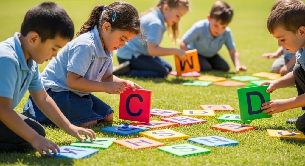 Outdoor Learning Games for Kindergarten That Teach 3 Outdoor Word Builders