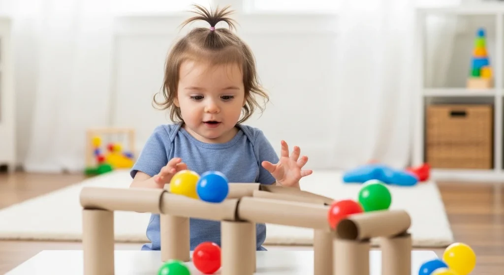 20 Easy & Cheap Toddler Activities (That Will Save Your Sanity!) 14 Paper Towel Roll Ball Run