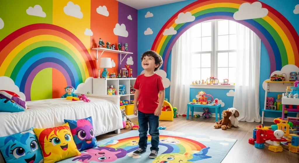 20+ Magical Rooms That Make Kids Feel Safe & Seen 13 Rainbow Bright Room