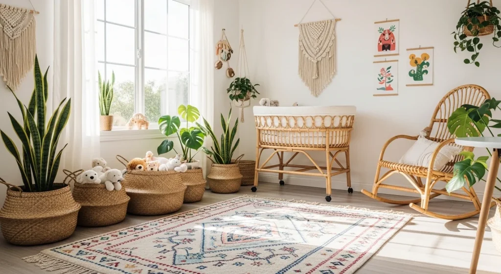 Boho Kids’ Rooms That Feel Like a Hug 6 Rattan Furniture for Texture