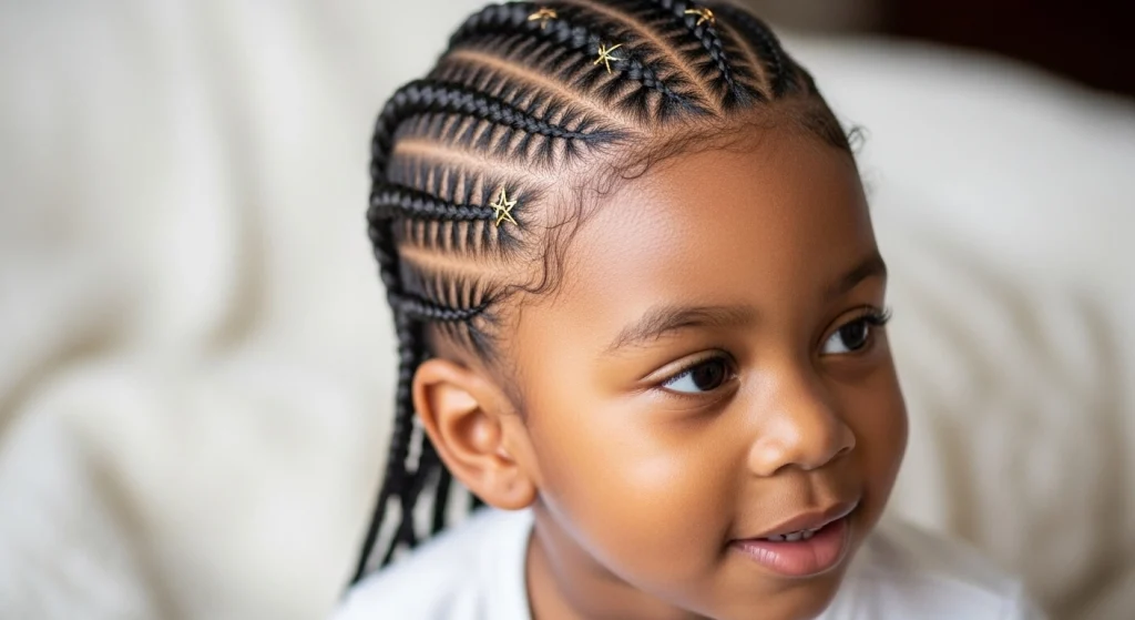 20+ Cute & Creative Kids Cornrow Hairstyles Moms Can’t Stop Pinning 13 Star or Flower Partings