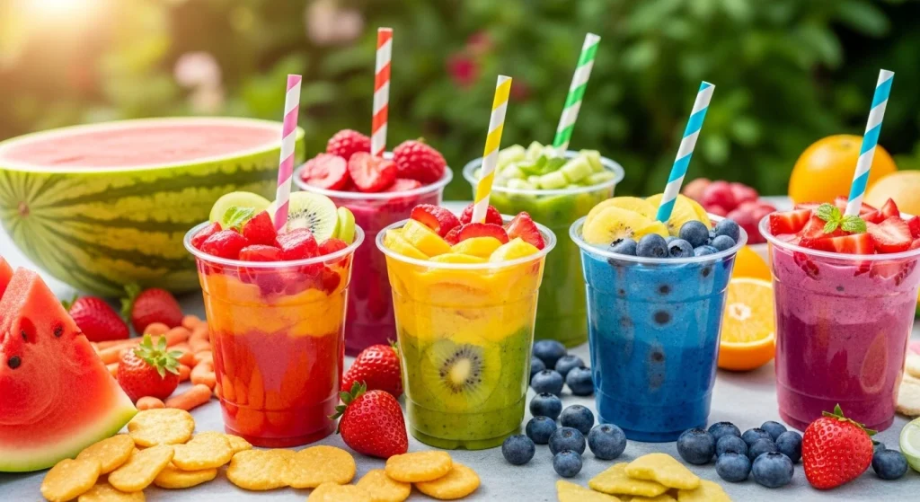 7 Toddler-Approved Summer Snacks That Made My Kid Love Fruit 6 Toddler Rainbow Smoothie Cups