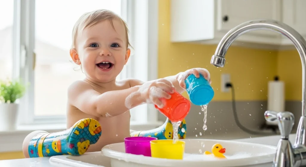 20 Easy & Cheap Toddler Activities (That Will Save Your Sanity!) 9 Water Play at the Sink