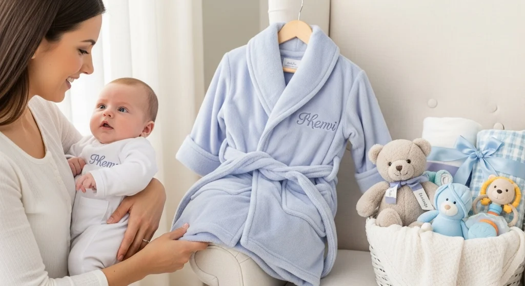 20+ Genius Baby Shower Gift Ideas for Mom (She’ll Actually Use & Love) 10 Personalized Robe with Baby’s Name