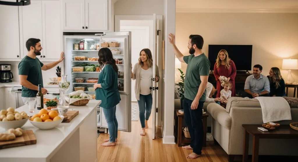 Postpartum Nesting Party: The New Way Moms Are Preparing for Baby’s Fourth Trimester 6 Coming home from the hospital and finding a clean house, food in the fridge, and a support team can mean the world.