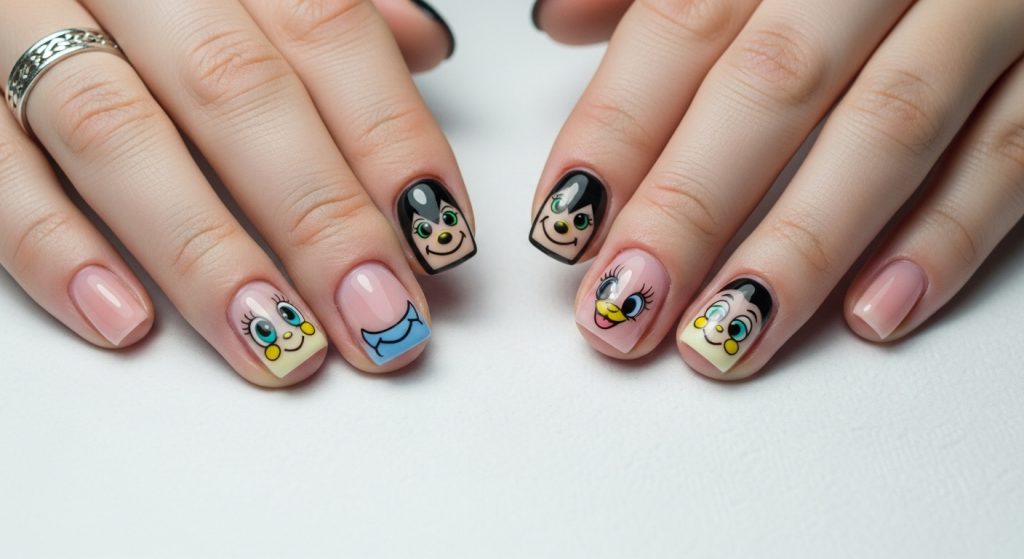 Tiny Fingers, Big Style: 15 Nail Ideas for Kids They’ll Love 4 Cartoon Character Nails
