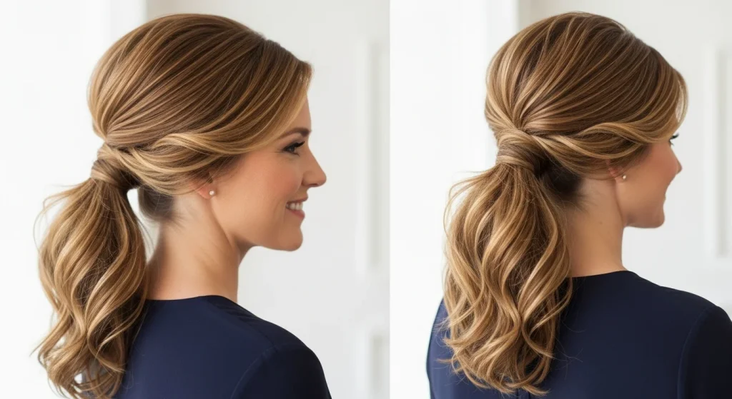 10 Elegant Hairstyles for Moms Who Don’t Have Time (But Still Want to Feel Beautiful) 7 Textured Low Pony with Volume