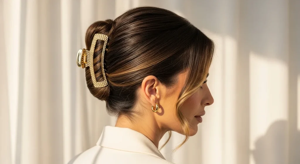 10 Elegant Hairstyles for Moms Who Don’t Have Time (But Still Want to Feel Beautiful) 9 Elegant Claw Clip Updo