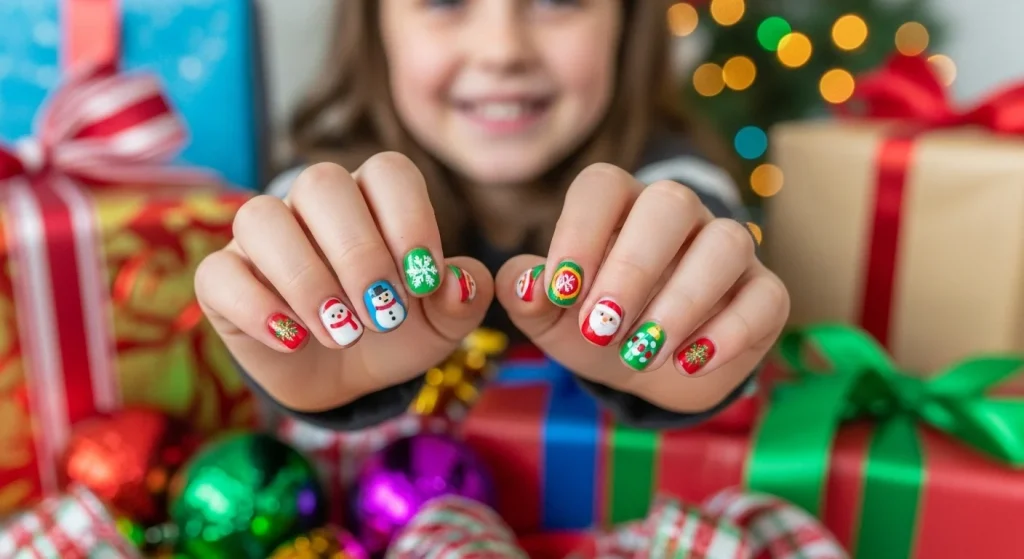 Tiny Fingers, Big Style: 15 Nail Ideas for Kids They’ll Love 14 Holiday Fun Nails