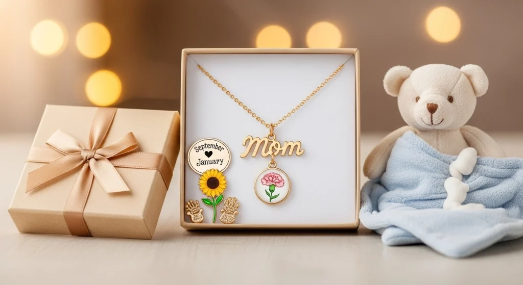 20+ Genius Baby Shower Gift Ideas for Mom (She’ll Actually Use & Love) 15 Mom" Necklace with Baby's Birth Month Flower