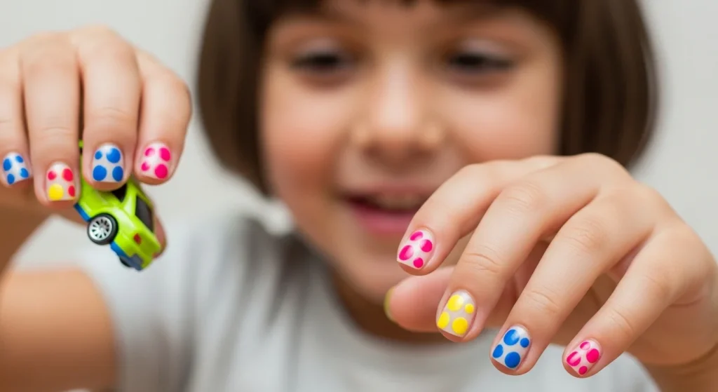 Tiny Fingers, Big Style: 15 Nail Ideas for Kids They’ll Love 10 Polka Dot Pop