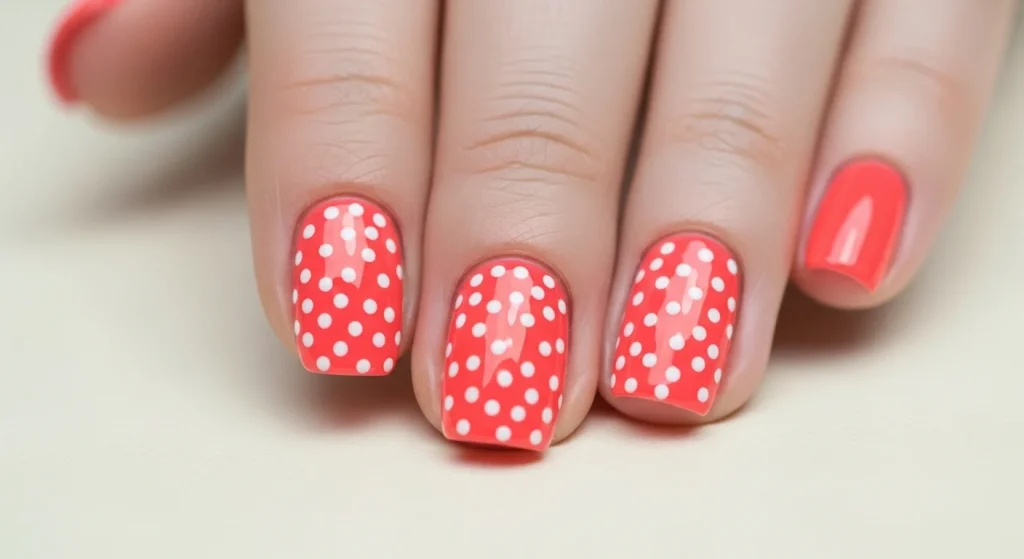 Quick Nails, Big Confidence: Easy Designs for Tired Moms 7 tiny polka dots over your favorite color