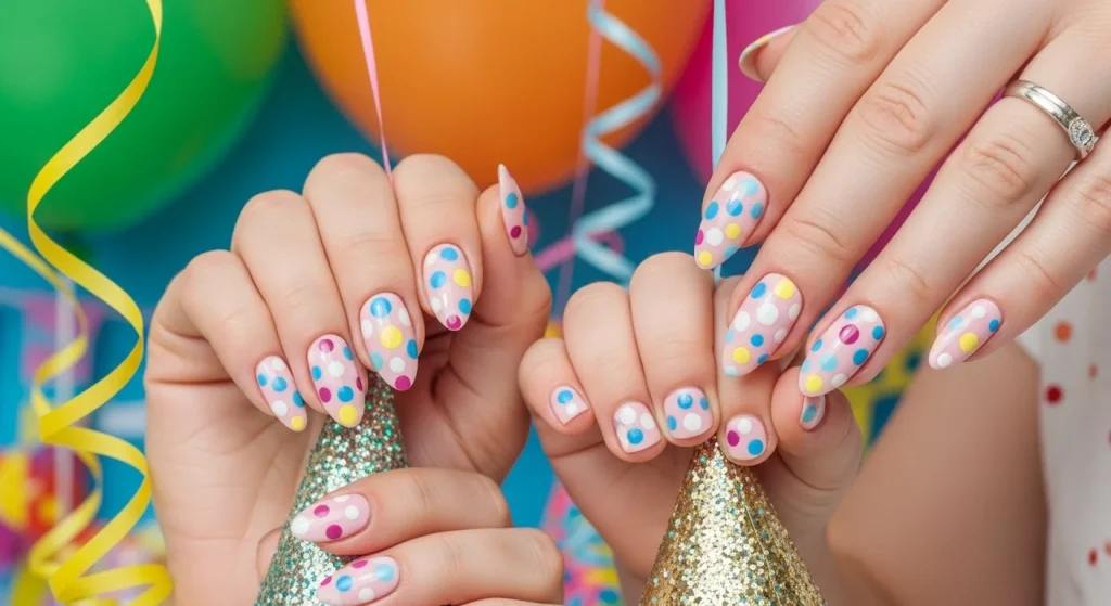 Tiny Hands, Big Style: Nail Ideas for Moms & Little Ones 13 Polka Dot Party