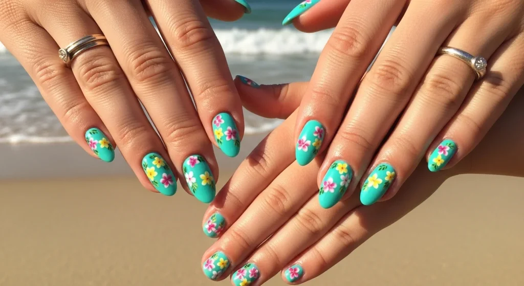 Beach‑Ready Nails: 12 Stunning Summer Designs (Including Mother–Daughter Matching Ideas!) 6 Tiny Tropical Flowers