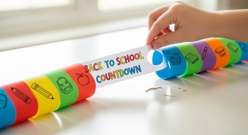 How to Get Your Child Excited for Back to School (Even After Summer) 4 A paper chain where your child removes one link each morning