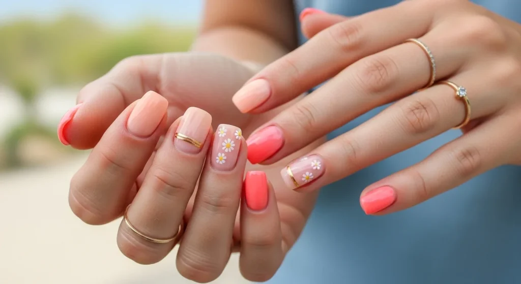 Sunshine & Sparkles: Summer Nail Ideas for Busy Moms 3 Soft Peach & Coral: The Summer Staples