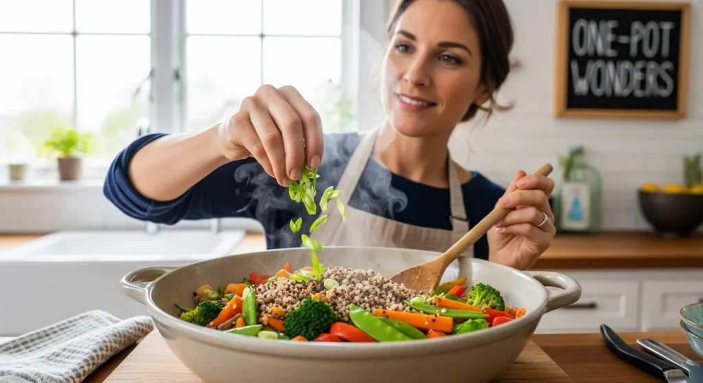 One-Pan Healthy Meals for Moms Who Don’t Want the Cleanup 6 One-Pot Quinoa and Veggie Stir Fry