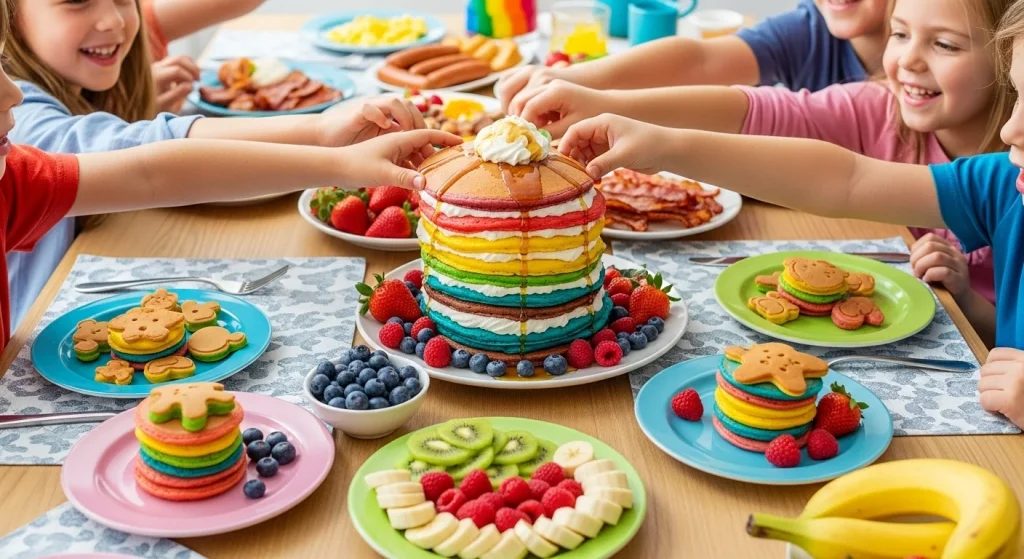 Rainbow Pancake Stacks