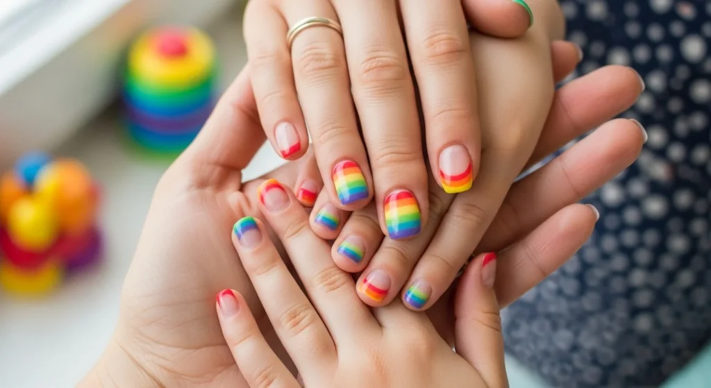 Tiny Hands, Big Style: Nail Ideas for Moms & Little Ones 8 Rainbow Tips for Joyful Days