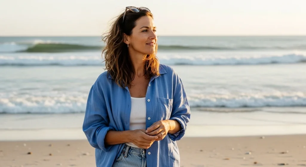 How Moms Can Rock the Coastal Grandma Aesthetic: Chill & Chic Fashion 6 Oversized Button-Up Shirts