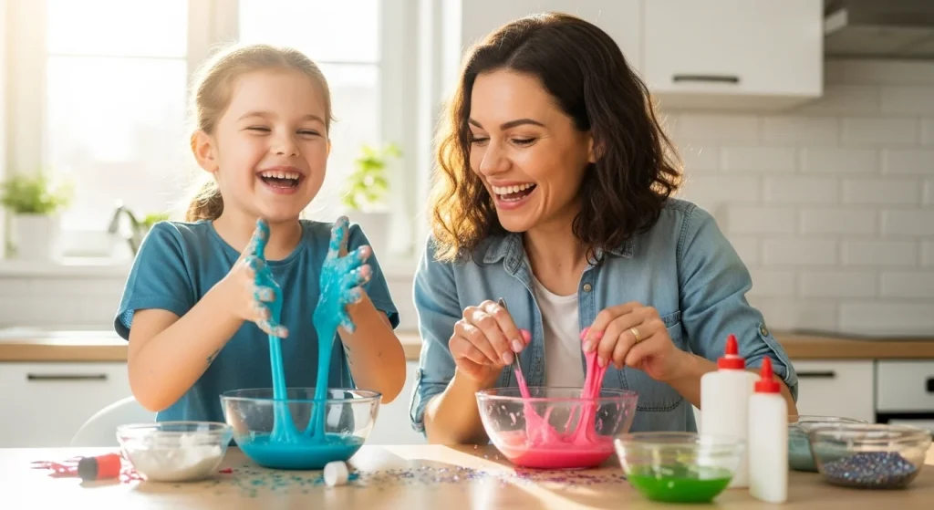 The Best Fluffy Slime Recipe That Moms and Kids Are Obsessed With! 13 enjoying fluffy slime