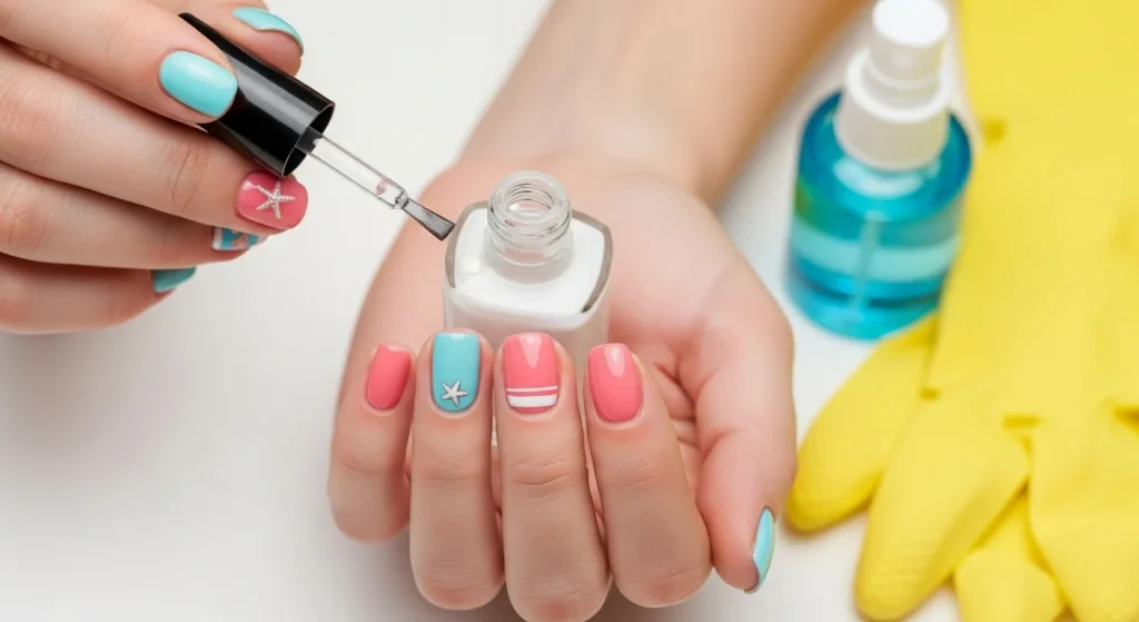 Sunshine & Sparkles: Summer Nail Ideas for Busy Moms 13 Use gloves for cleaning
