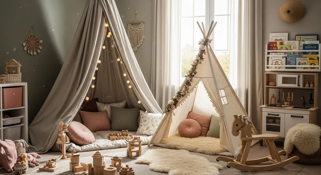 10 Mom Aesthetic Trends That Make Motherhood Feel Magical 8 Cozy forts and tents for imaginative play