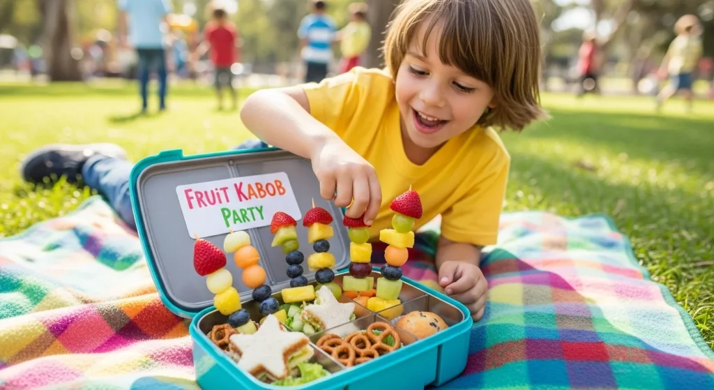 12 Lunchbox Ideas So Good Your Kids Will Lick the Box 6 . Fruit Kabob Party