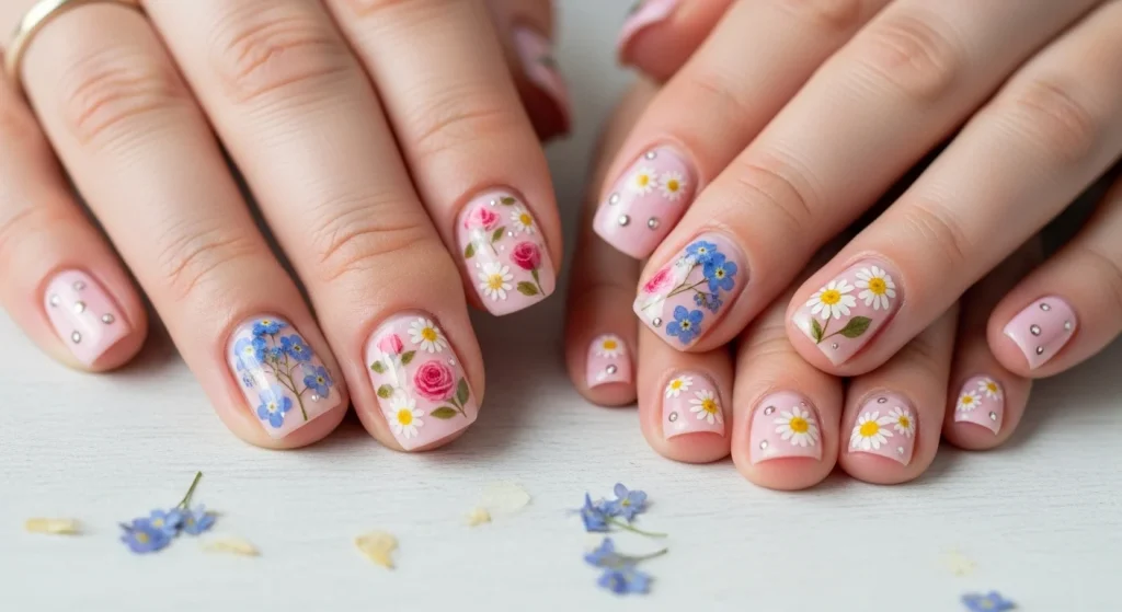 Tiny Hands, Big Style: Nail Ideas for Moms & Little Ones 10 Floral Stickers & Petals