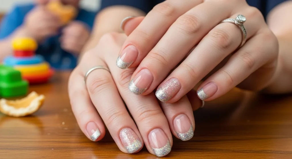 Sunshine & Sparkles: Summer Nail Ideas for Busy Moms 6 Glitter-Dipped French Tips