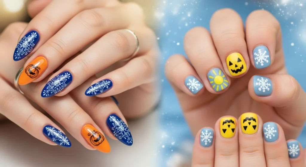 Tiny Hands, Big Style: Nail Ideas for Moms & Little Ones 11 Pumpkins, Snowflakes & Sunshine