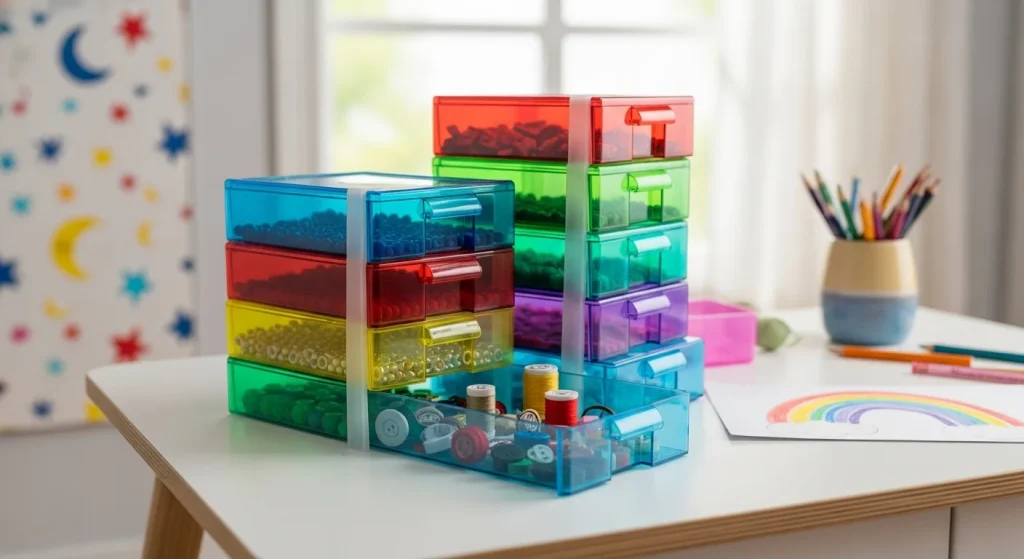 Toy Clutter Be Gone: 15 Genius Storage Hacks for a Mess-Free Kids’ Room 9 Stackable Drawers for Crafts & Tiny Pieces