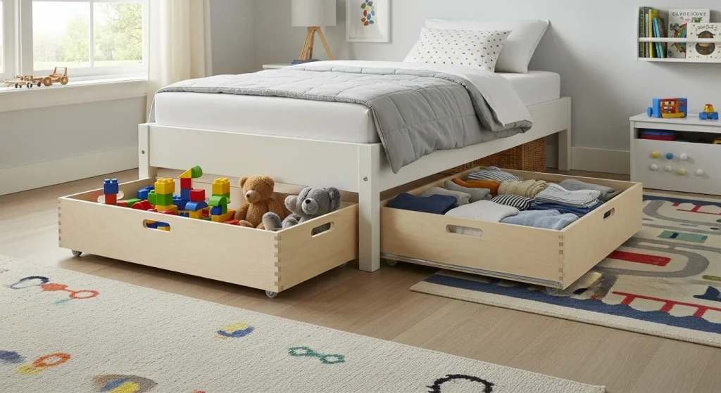 Toy Clutter Be Gone: 15 Genius Storage Hacks for a Mess-Free Kids’ Room 4 Rolling Under-Bed Storage