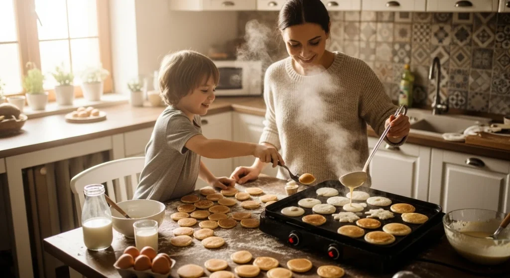 Breakfast in 5: The Pancake Trick That Saved My Sanity as a Mom 8 20–30 small pancakes i