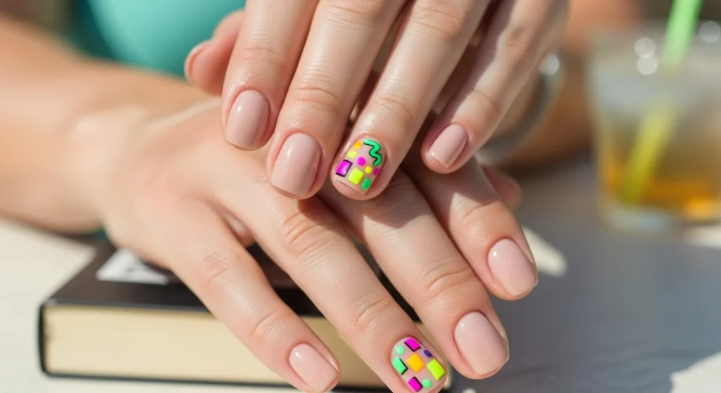 Sunshine & Sparkles: Summer Nail Ideas for Busy Moms 12 Neon Pop Accent Nails