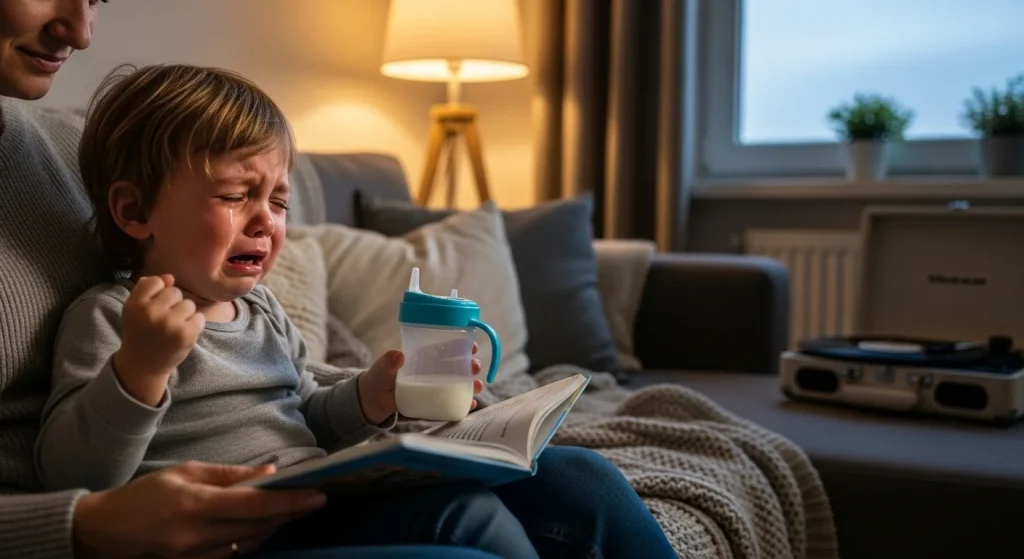 Quiet snuggles on the couch

Reading a book

Drinking warm milk

Soft music play