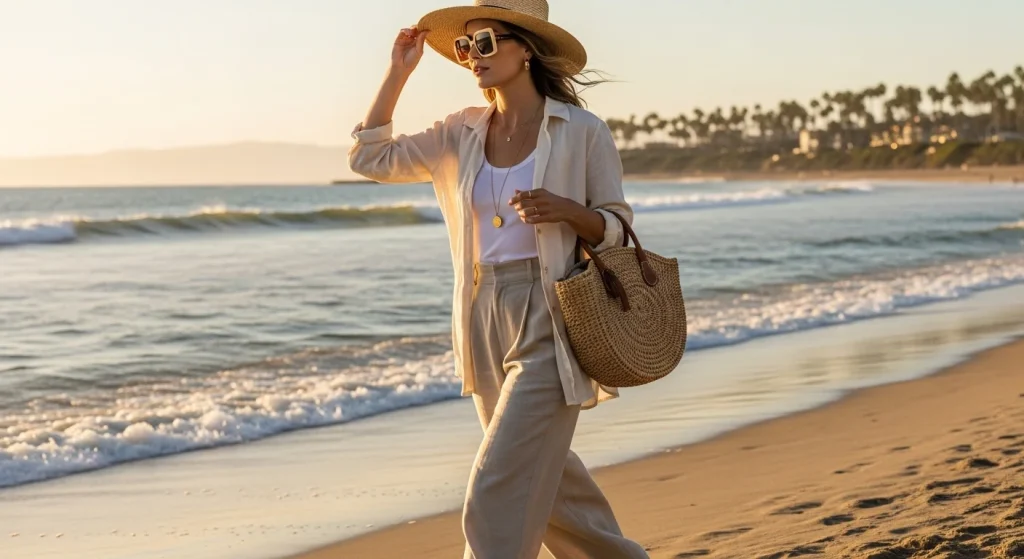 How Moms Can Rock the Coastal Grandma Aesthetic: Chill & Chic Fashion 11 Straw tote bags
Woven hats
Oversized sunglasses
Simple gold jewelry
