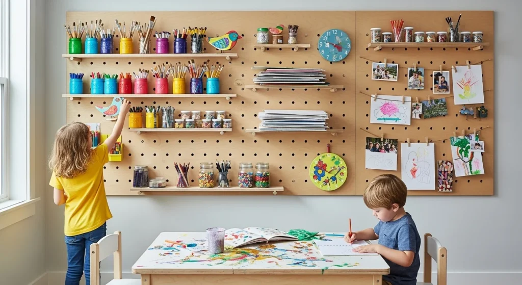 Toy Clutter Be Gone: 15 Genius Storage Hacks for a Mess-Free Kids’ Room 8 Pegboards for Creative Play Areas