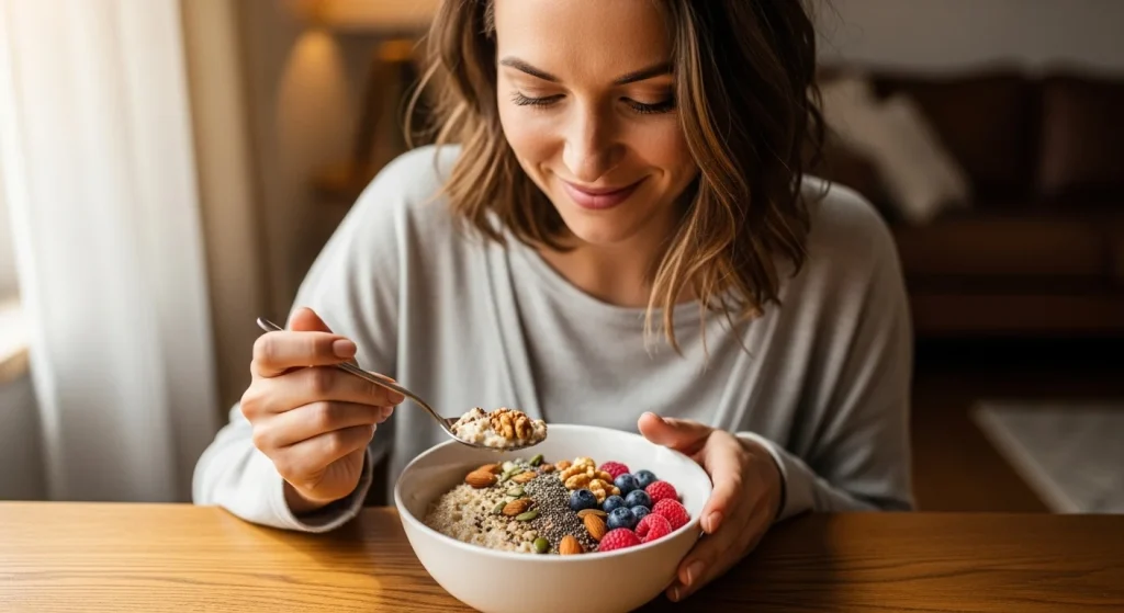 Postpartum Meals That Restore Energy & Nourish Your Body 6 Oatmeal with Nuts, Seeds & Berries