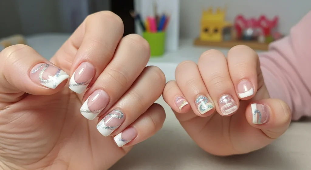 Tiny Hands, Big Style: Nail Ideas for Moms & Little Ones 12 Mommy & Me French Twist