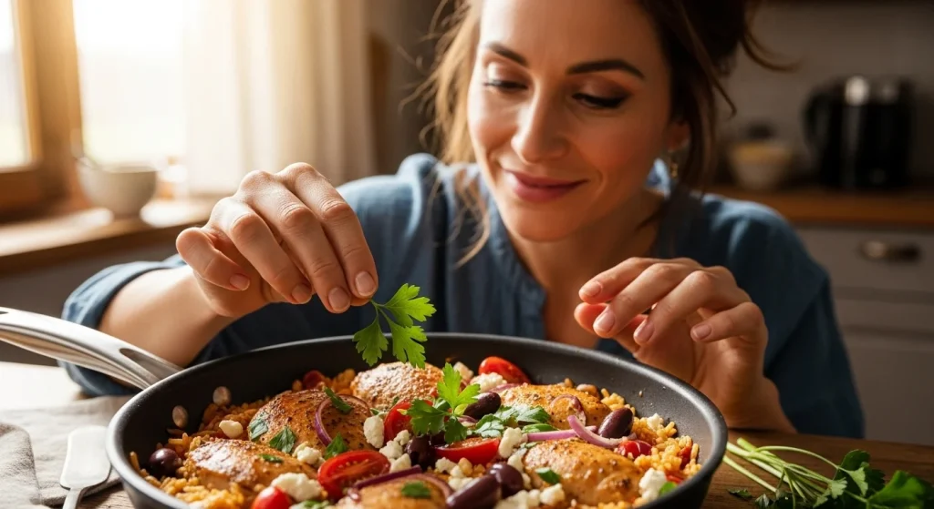 One-Pan Healthy Meals for Moms Who Don’t Want the Cleanup 8 Mediterranean Chicken & Rice Skillet