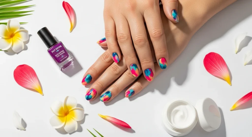 Sunshine & Sparkles: Summer Nail Ideas for Busy Moms 11 Tropical Floral Decals