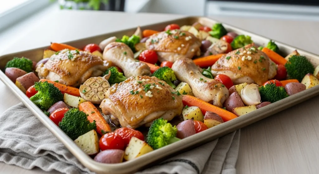 One-Pan Healthy Meals for Moms Who Don’t Want the Cleanup 4 One-Pan Garlic Butter Chicken with Veggies