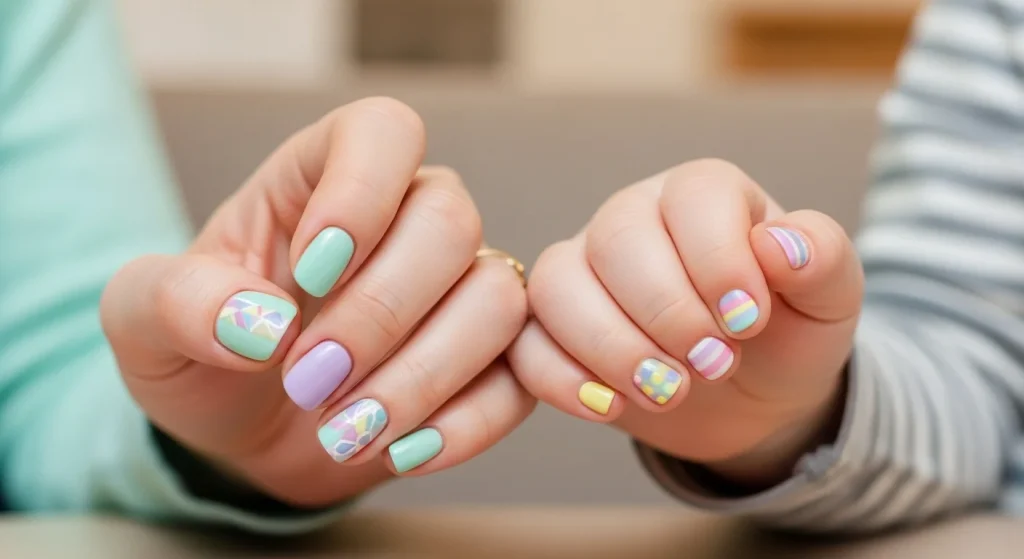Tiny Hands, Big Style: Nail Ideas for Moms & Little Ones 5 Matching Pastels